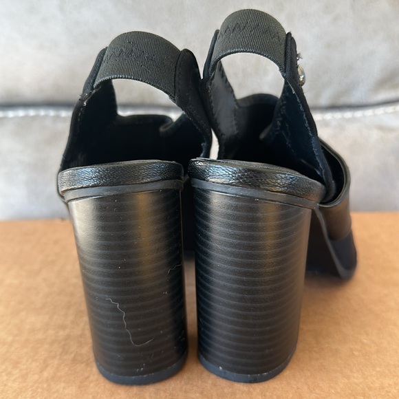 Black open toe chunky heel - Picture 4 of 6